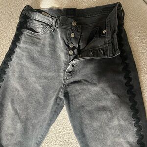 Citizens Charcoal Gray Black Jeans with Fun Black Trim